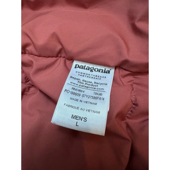 Patagonia Bivy Puffer Vest Full Zip Goose Down Khaki Blue Brown Men's large L - Picture 4 of 11